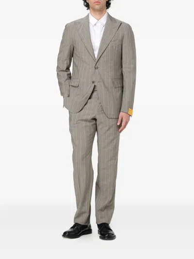 Tagliatore Peak-lapel Single-breasted Suit In Gray