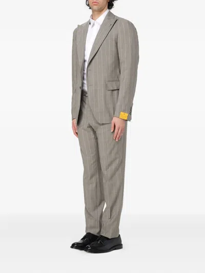 Tagliatore Peak-lapel Single-breasted Suit In Gray