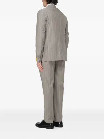 Tagliatore Peak-lapel Single-breasted Suit In Gray