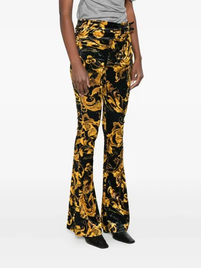 Versace Jeans Couture Barocco-print Trousers In Yellow