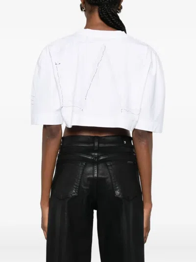 Givenchy Cropped Fit T-shirt In Cotton With Stamp Print Clothing In White