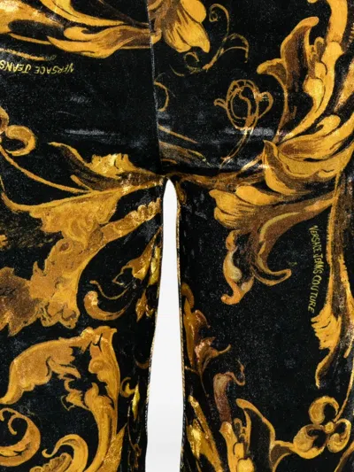 Versace Jeans Couture Barocco-print Trousers In Yellow