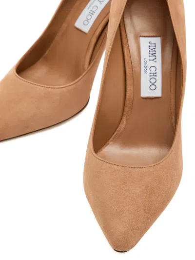 Jimmy Choo Camel Suede Romy 85 Pumps In Brown