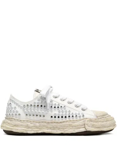 Miharayasuhiro Studded Canvas Low-top Sneaker In White