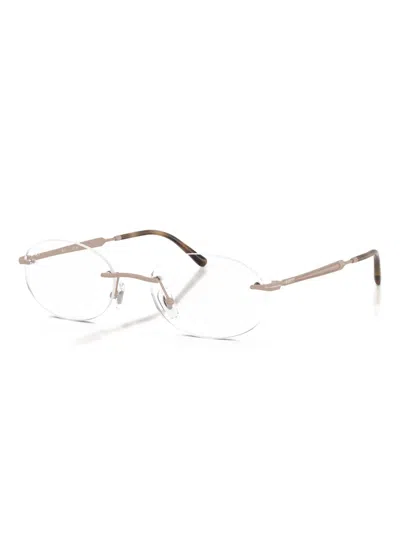 Ray Ban Rimless Round-frame Glasses In Brown