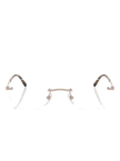 Ray Ban Rimless Round-frame Glasses In Brown