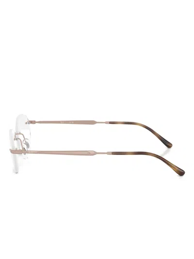 Ray Ban Rimless Round-frame Glasses In Brown