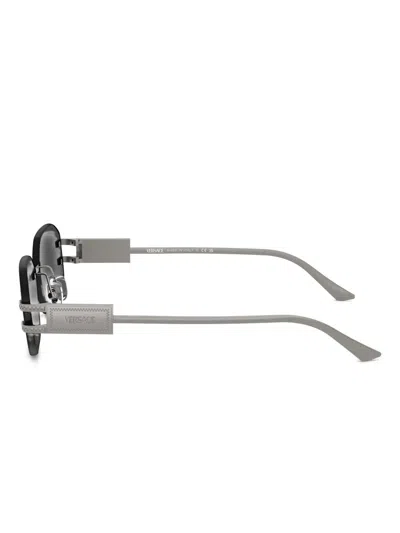 Versace Geometric-frame Sunglasses In Gray