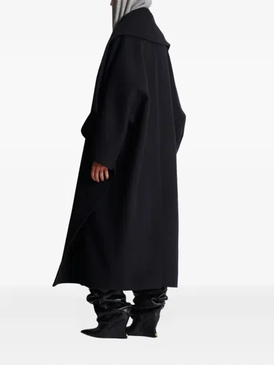 Balmain Wollmantel Mit Oversized-revers In Black