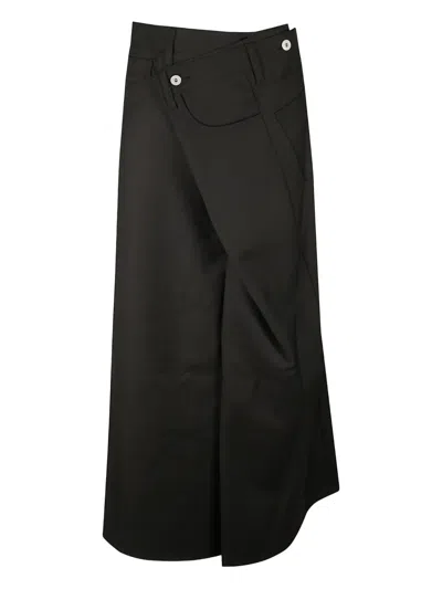 Junya Watanabe Wrap Front Skirt In Wool In Black