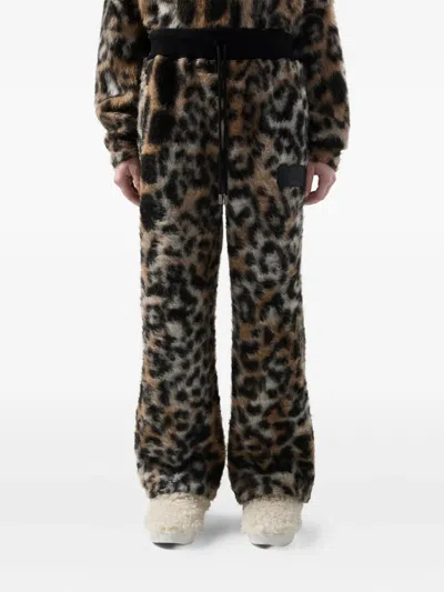 Gcds Leopard-print Drawstring-waist Pants In Brown