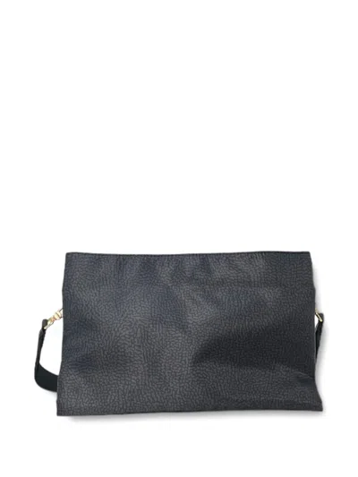 Borbonese Textured Shoulder Bag In Black