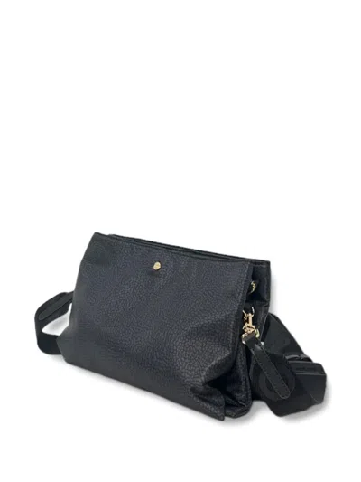 Borbonese Textured Shoulder Bag In Black
