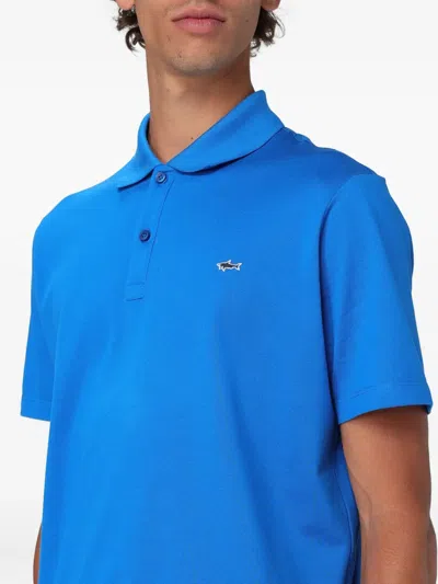 Paul & Shark Short-sleeved Cotton Polo Shirt For Casual Style In Blue