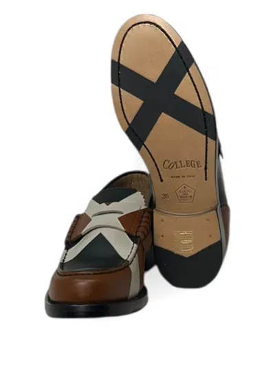 拼接皮质乐福鞋