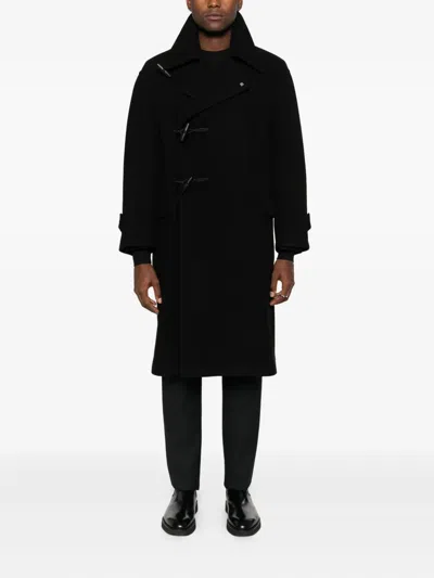 Tagliatore Toggle-fastening Wool Coat In Black