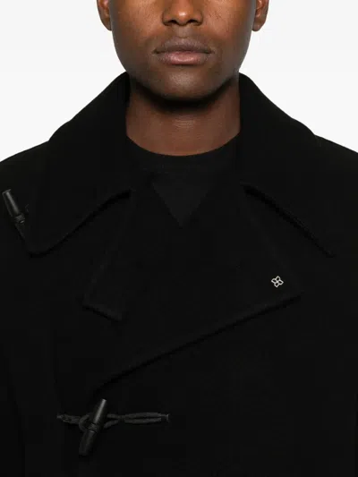 Tagliatore Toggle-fastening Wool Coat In Black