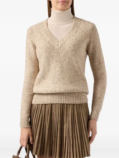 Mc2 Saint Barth V-neck Sweater In Brown