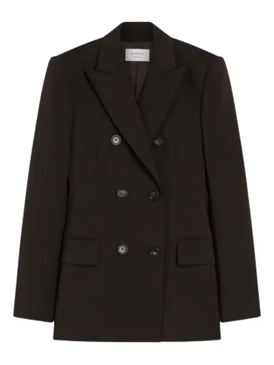 Sportmax Double-breasted Tailored Blazer In Natural Stretch Wool In Brown