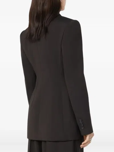 Sportmax Double-breasted Tailored Blazer In Natural Stretch Wool In Brown