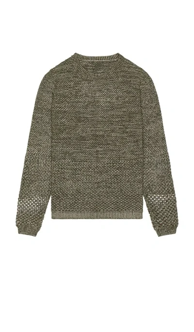 Isa Boulder Solid Crochet Crewneck Sweater In Gray