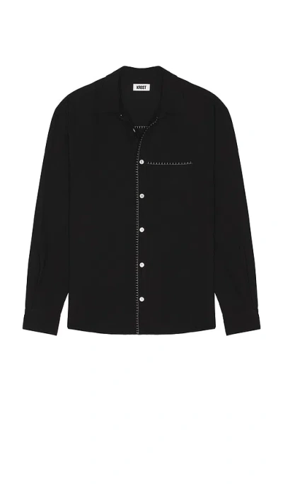 Krost Blanket Stitch Shirt In Black