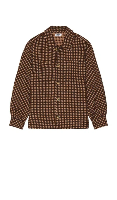 Krost Wool Check Overshirt In Brown