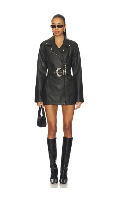 Show Me Your Mumu Stapleton Mini Dress In Caviar Faux Leather In Black