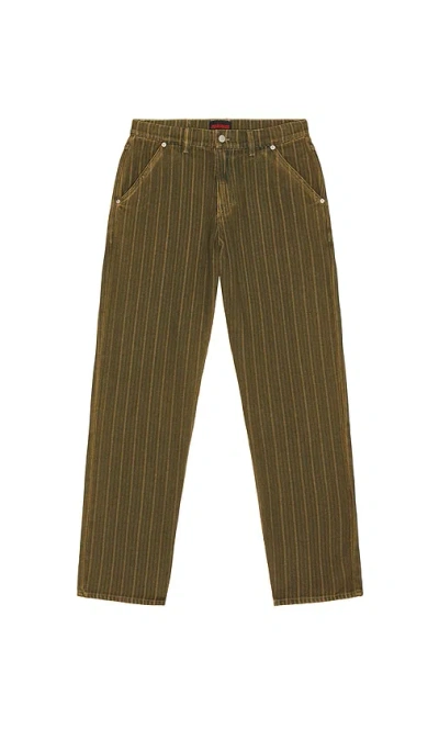 Pleasures Rail Stripe Work Pants In Brown