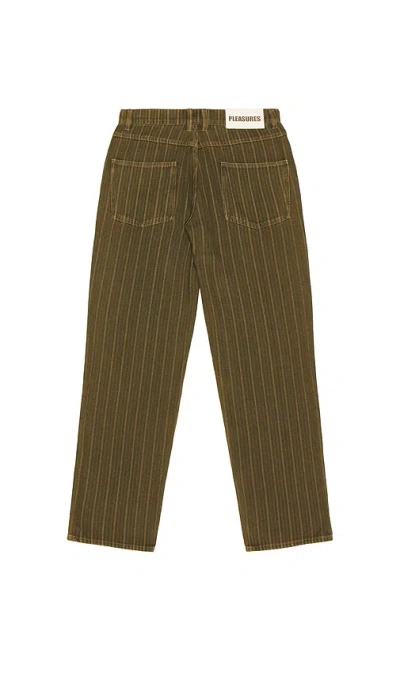 Pleasures Rail Stripe Work Pants In Brown