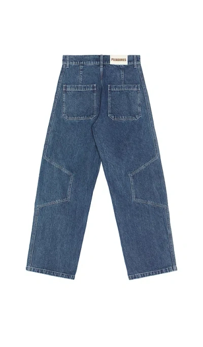 Pleasures Position Baggy Fit Wide Leg Jeans In Blue