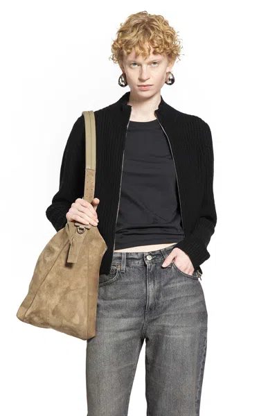 6397 Woman Black Sweatshirts In Black