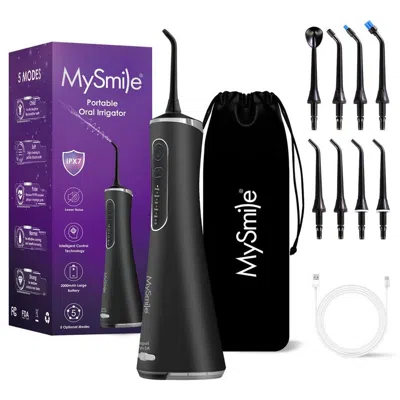 Mysmile Lp211 Portable Cordless Water Flosser With 5 Modes - Black In Black