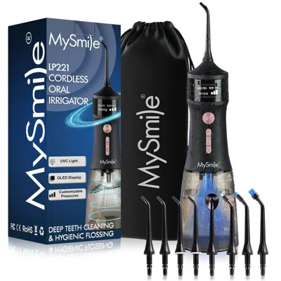 Mysmile Lp221 Cordless Professional Water Flosser With Uvc Sterilizable - Black In Black