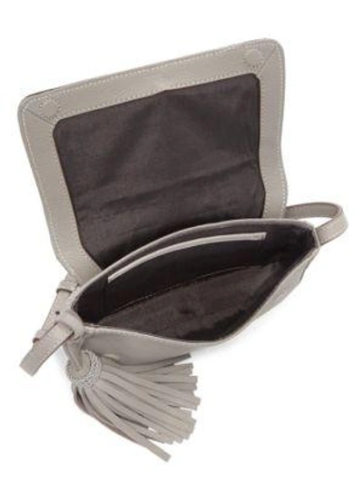 Shop Elizabeth And James Finley Mini Leather Crossbody Bag In Dove Grey