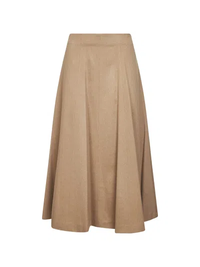 Max Mara Camel Zibeline Camel Geneve Midi Skirt In Brown