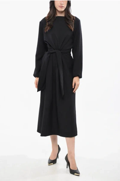Oblo Unique Tie Neck Solid Color Maxi Dress Grösse M In Black