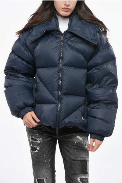 Bacon Hooded Double B Down Jacket With Frontal Zip Grösse S In Blue