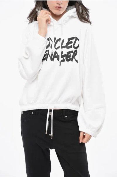 Dsquared2 Fleeced Cotton Onion Fit Hoodie With Contrasting Print Grösse M In White