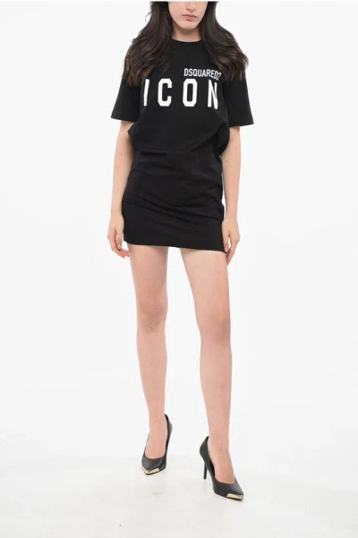 Dsquared2 Relaxed Fit Black Mini Dress In Black