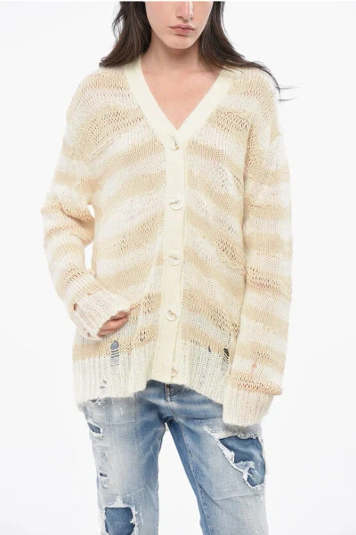 Acne Studios Soft Knit Cardigan With V-neck And Relaxed Fit In Neutral