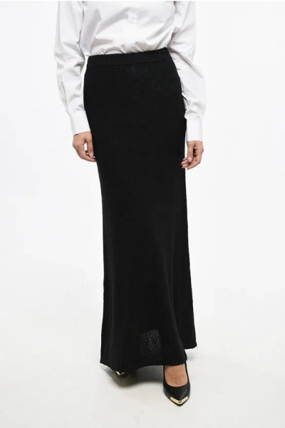 Totême Boucle' Flared Maxi Skirt With Drawstring Waist Grösse M In Black