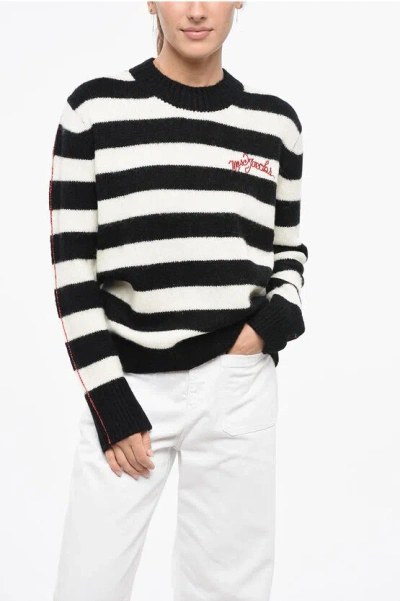 Marc Jacobs Pullover The Striped Brushed Logo Sweater In Multi