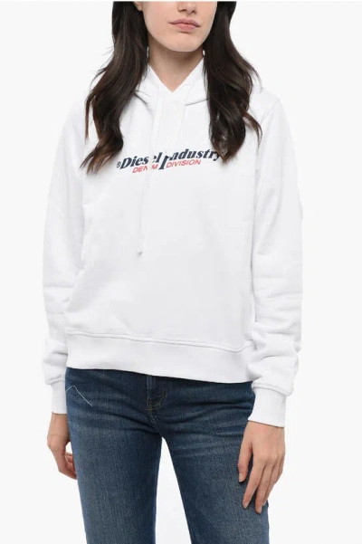Diesel Hooded Industry Sweatshirt With Embossed Print Grösse Xl In White