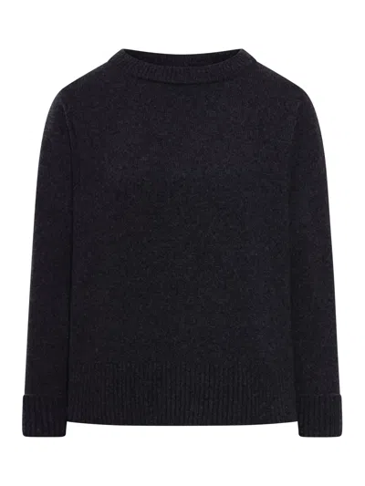 Roberto Collina Crew Neck Sweater In Wool Blend In Black