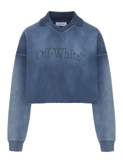Off-white Cropped Blue Washed-effect Sweatshirt In Multi