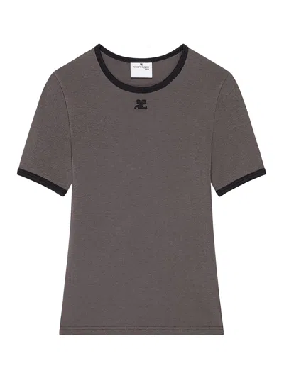 Courrèges Courregès Heritage Contrast T-shirt In Gray