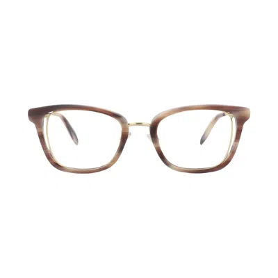Pre-owned Alexander Mcqueen Square-frame Acetate Optical Frames 'pink Gold Transparent' | Multi-color | Women'