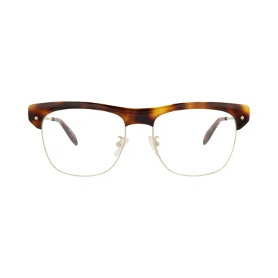 Pre-owned Alexander Mcqueen Square-frame Acetate Optical Frames 'havana Gold Transparent' | Multi-color | Men'