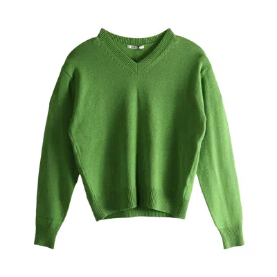 Pre-owned Auralee Light Cashmere Knit V-neck Knitwear 'green' | Men's Size 4